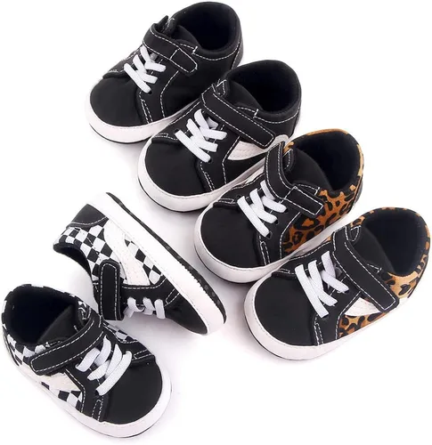 Vista 7 de Clowora Unsex - Zapatos de lona para niños y niñas, para recién nacidos, antideslizantes, suela suave, zapatos casuales para cuna, zapatos planos