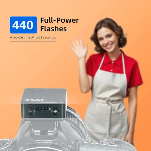 Vista 5 de Godox Flash de cámara flash iM20 - GN10/470 mAh/carga tipo c/440 flash de potencia completa/3s tiempos de reciclaje/5 niveles de potencia/manual