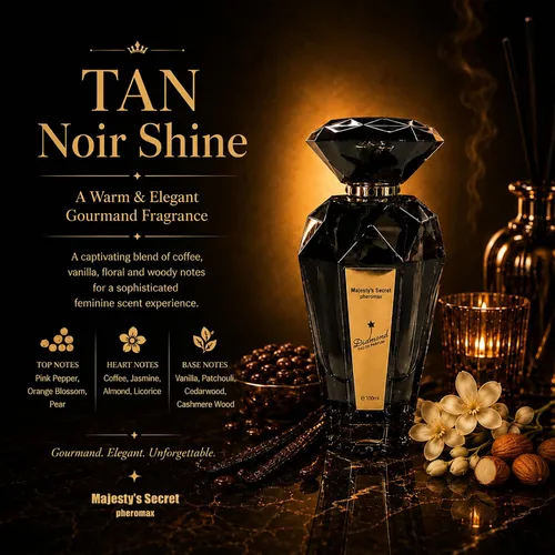 Vista 2 de TAN Noir Shine Perfume para mujer, 3.4 onzas líquidas, Eau de Parfum en aerosol, fragancia Sweet Vanilla Coffee Gourmand con notas de jazmín