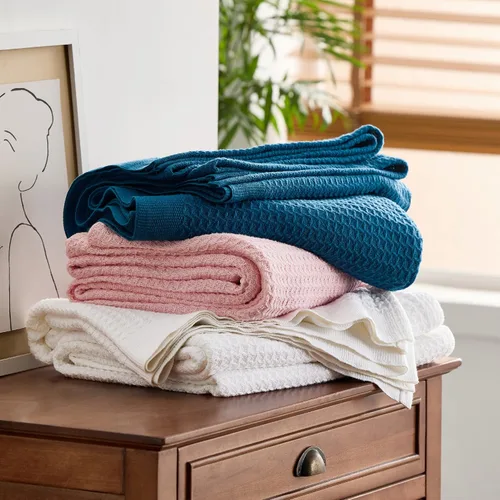 Vista 8 de Bedsure Gentlesoft - Manta de 100 % algodón, tamaño Twin XL, para dormitorio universitario, transpirable y suave, manta Twin de tejido waffle