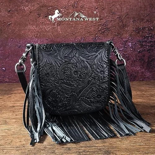 Vista 2 de Montana West Bolso bandolera con flecos estilo occidental para mujer