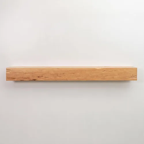 Vista 3 de URBANDI Repisa de chimenea, envejecida, rústica, flotante, moderna, madera real. (48 pulgadas de largo x 6 pulgadas de alto x 8 pulgadas, marrón)