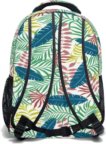 Vista 2 de Mochila escolar de hombro, mochila informal para viajes, deportes al aire libre, para mujeres, niñas, niños y adolescentes, Hoja Hawaiana, Tropical