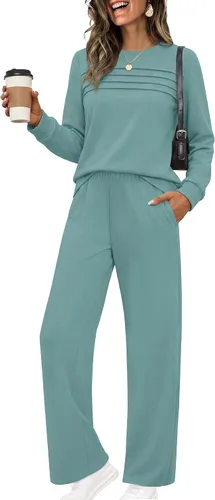 Vista 15 de Ekouaer 2 Piece Sets for Women Lounge Set Airport Fall Travel Outfits 2026 Moon Grey
