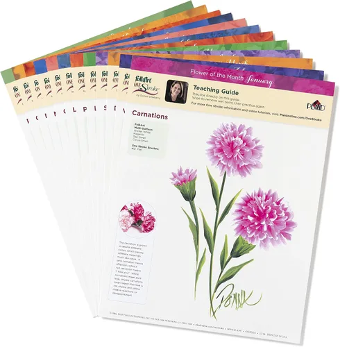 Vista 7 de FolkArt One Stroke Donna Dewberry Flowers of the Month Let's Paint Kit, 2 onzas