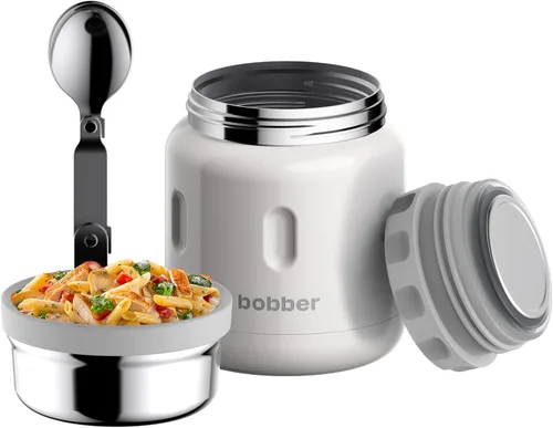 Vista 16 de BOBBER Tarro de alimentos aislado de acero inoxidable de 16 oz con boca extra ancha, cuchara y tazón integrados, mantiene el calor durante 10 horas