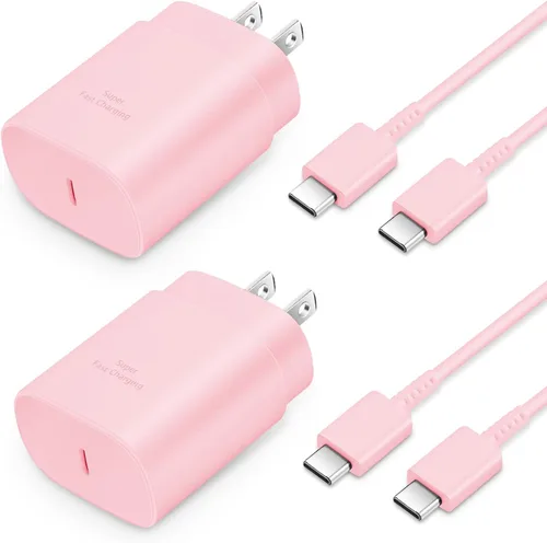 Vista 12 de GUUSMART Cargador tipo C, paquete de 2 cables de carga USB C de 25 W de largo y 6 pies Cargador tipo C Bloque de carga rápida compatible con Negro
