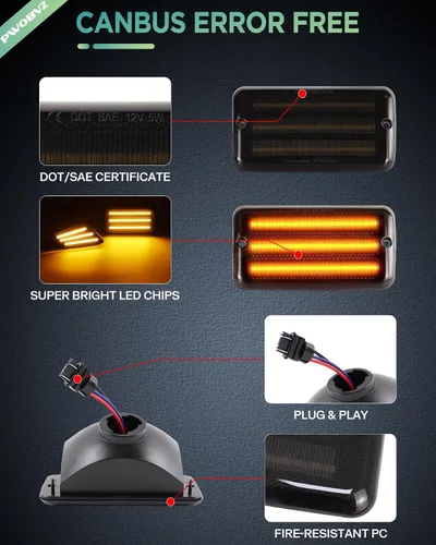 Vista 6 de Luces direccionales delanteras ámbar para Jeep Wrangler TJ 1997 1998 1999 2000 2001 2002 2003 2004 2005 2006, DRL luces de estacionamiento