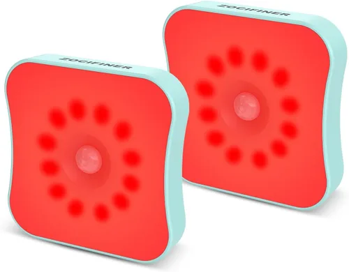 Vista 8 de Luces nocturnas rojas con sensor de movimiento, luz nocturna recargable que funciona con pilas, luces nocturnas rojas magnéticas adhesivas