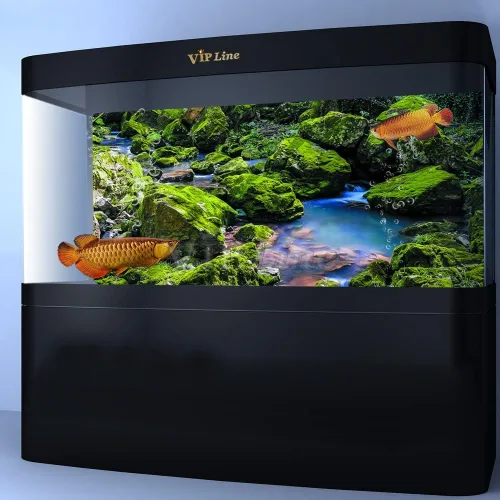 Vista 2 de Póster de fondo de acuario de piedra de musgo verde con fondo de acuario, decoración de fondo de pecera (24 x 12 pulgadas/24.0 x 11.8 in)