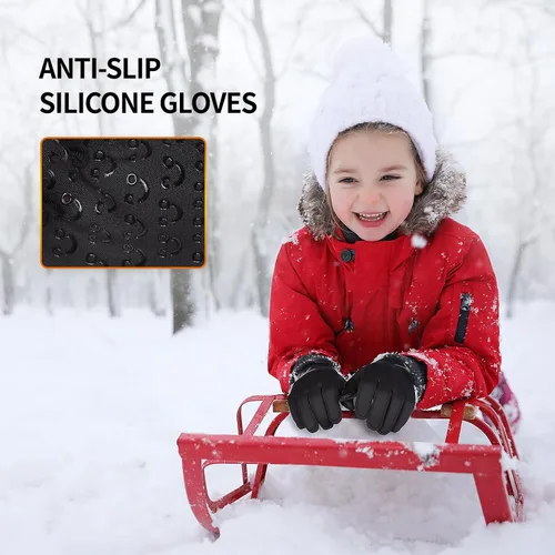 Vista 2 de Guantes deportivos cálidos de invierno para niños, clima frío, pantalla táctil, resistente al viento, para nieve, ciclismo, senderismo, fútbol, al