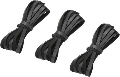 Vista 11 de uxcell Cordón de cuero, 3.28 yardas, 0.118 in, tira de cuerda trenzada de poliuretano plana para bolso, bolso, cordones de zapatos, manualidades