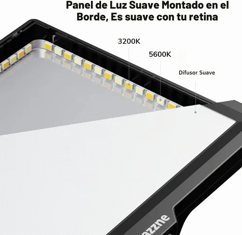 Vista 4 de Luz de cámara, panel de luz de video Dazzne D20 con adaptador de CC y batería recargable a través de USB-C directamente, luz DSLR bicolor