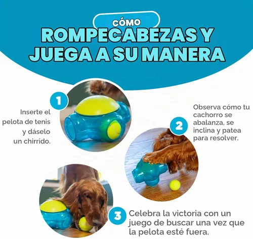 Vista 5 de Outward Hound Tennis Maze Craze - Juguete interactivo chillador para perros, azul Azul Tenis Maze Craze