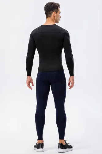 Vista 7 de Camiseta de compresión para hombre, manga larga, atlética, entrenamiento, camiseta deportiva activa, capa base, camiseta de ajuste seco