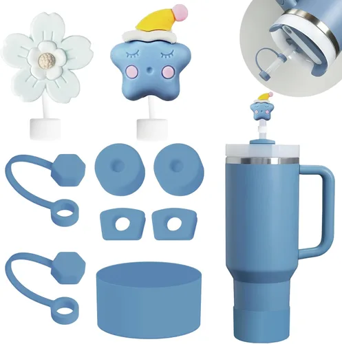 Vista 7 de Cubiertas de pajita Yo-da para pajitas de 7-8mm - 8 piezas, tapas de punta compatibles con vasos Stanley de 40 OZ 30 OZ, tapa superior de silicona
