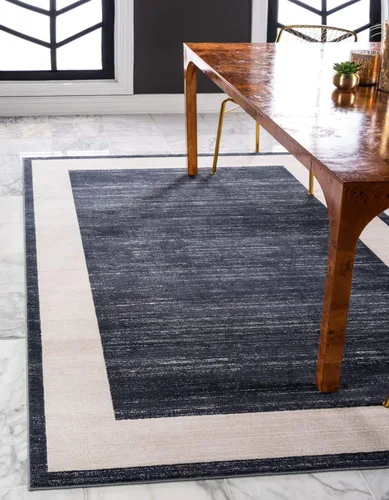 Vista 14 de Unique Loom Uptown Collection - Alfombra Yorkville (2 pies 2 pulgadas x 6 pies, color azul marino/marfil)
