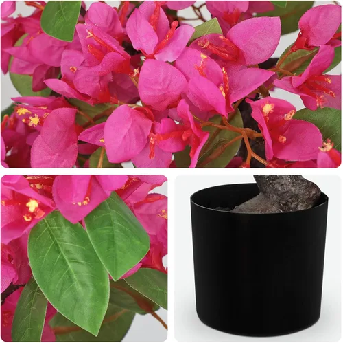 Vista 3 de Briful Planta artificial de buganvilla de 20.8 pulgadas, árbol bonsái de buganvilla con maceta negra, centro de mesa floral de buganvillas de seda