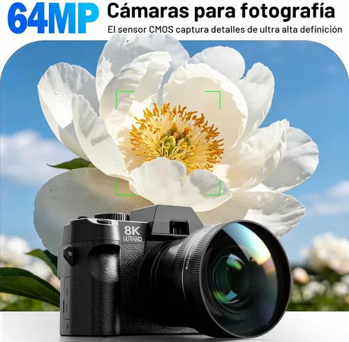 Vista 3 de G-Anica Kit de cámaras digitales 8K para fotografía con doble lente Negro