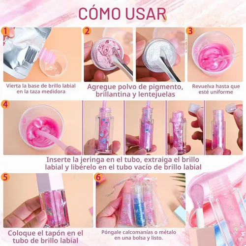Vista 6 de Jcoos Kit de fabricación de brillo de labios, kit de brillos de labios para hacer tu propio lápiz labial, brillo de labios que cambia