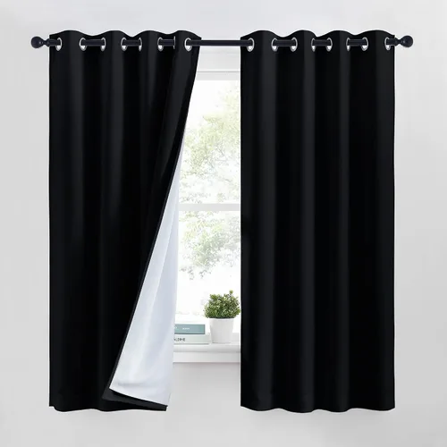 Vista 25 de NICETOWN Cortinas de Lino Sintético Angora con Barrera de Sonido que Aísla el Polvo, 100% Opacas, de 84 Pulgadas de Largo, 1 Panel, Cortinas