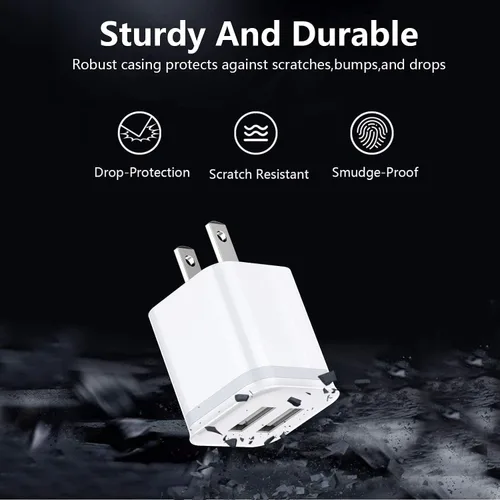 Vista 7 de Cargador de pared USB, paquete de 5 unidades de 2.1A/5V de doble puerto USB cubo, adaptador de corriente de cargador de enchufe de carga de repuesto