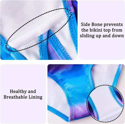 Vista 5 de Play Tailor Girls Bikini Swimsuit Kids Bathing Suit 2 Pcs Set Swimwear