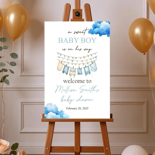 Vista 12 de Bonito letrero de bienvenida para baby shower, decoración de césped al aire libre, texto personalizado