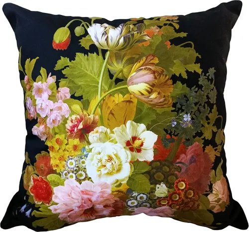 Vista 20 de Funda de cojín floral ligera de lujo, 18 x 18 pulgadas, pintura al óleo retro victoriana de doble cara, fondo negro, flor vibrante, funda de cojín