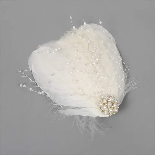 Vista 4 de Fascinator - Pinzas para el pelo con plumas de pavo real, diadema art déco, accesorios de los años 20 para mujer