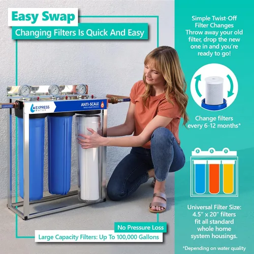 Vista 5 de Express Water Juego de filtros antiincrustaciones para toda la casa, kit de repuesto de acondicionador de agua de filtración de 3 etapas