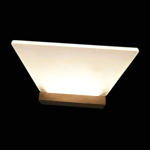 Vista 5 de QOMOLANGMA Base de exhibición de luces LED en blanco para grabar, base de lámpara LED de madera, interruptor de cable USB, luz nocturna moderna