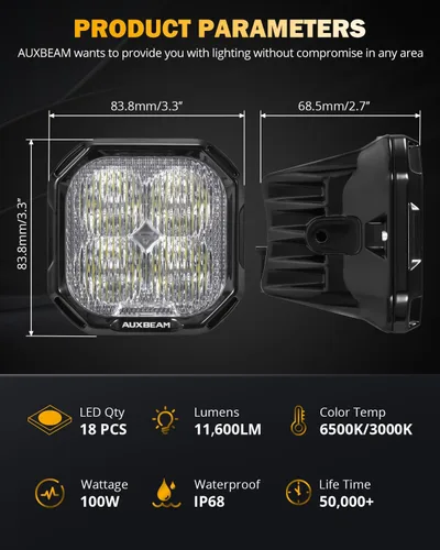 Vista 7 de Auxbeam Color Play Series SAE - Luces antiniebla LED de 3 pulgadas con DRL blanco y señal de giro para Ford Honda, Nissan, Subaru, Acura, Lexus