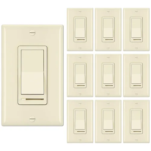 Vista 13 de BESTTEN Paquete de 2 interruptores de luz de pared con atenuador de almendra, compatible con LED regulable, CFL, bombilla incandescente y halógena
