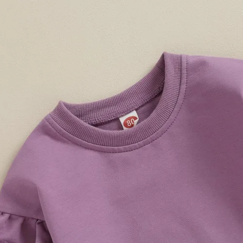 Vista 54 de Sudadera unisex de algodón de color sólido para bebé, camiseta de manga larga con cuello redondo