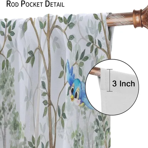 Vista 6 de Cortinas de animales del bosque para niños, dibujos animados, bosque, ciervo, oso, conejo, selva, animales salvajes, guardería, decoración