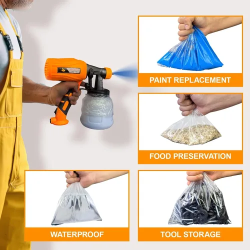 Vista 6 de 50 revestimientos para vasos rociadores de pintura, bolsas de pulverización de pintura desechables de 7.8 x 11.8 pulgadas, revestimientos