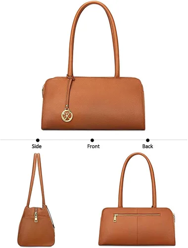 Vista 6 de Kattee Monederos y bolsos de cuero para mujer, pequeño asa superior, bolso de hombro