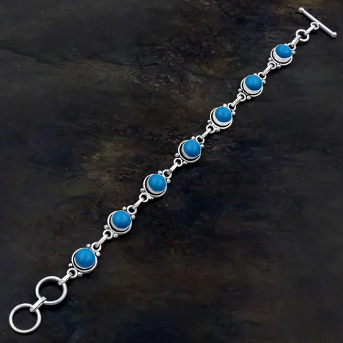 Vista 79 de Round Shape Natural & Synthetic Gemstones Silver Plated Bracelets for Women - Vintage Bohemian Style Handmade Birthstone Adjustable Link Bracelet
