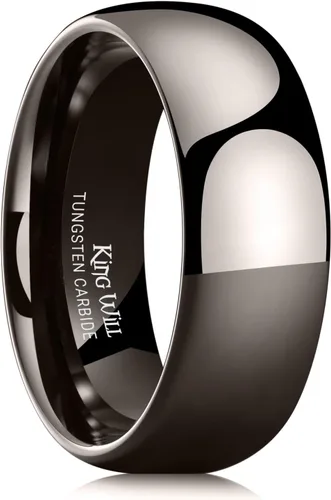 Vista 69 de King Will Alianza de boda de carburo de tungsteno para hombres y mujeres, anillos de promesa para parejas abovedados de alto pulido