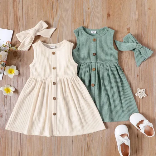 Vista 5 de PATPAT Vestidos de lino y algodón para niña pequeña, con volantes, sin mangas, estilo bohemio casual