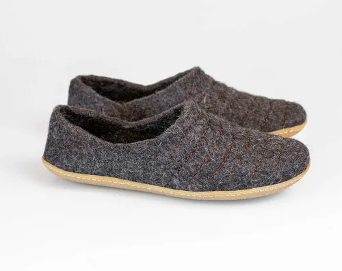 Vista 4 de BureBure Women's Wool Slippers Cocoon Clogs Dark Grey Brown
