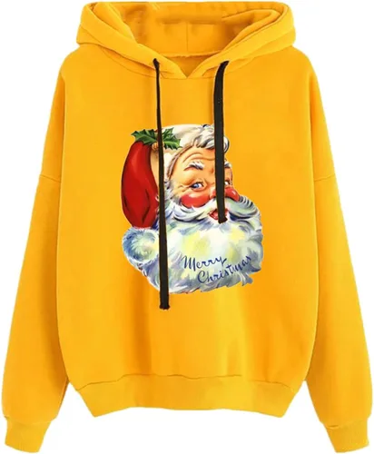 Vista 2 de SHAOBGE Women Casual Sweatshirt Solid Color Hoodie Christmas Print Sweatshirt Clothes Women