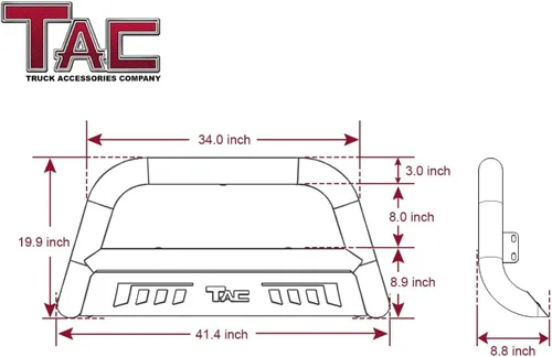 Vista 4 de TAC Barra de Defensa 3" Textura Negra Compatible con Ford Bronco SUV 2021-2025, Parachoques Delantero, Protector de Parrilla, Protector de Cepillo