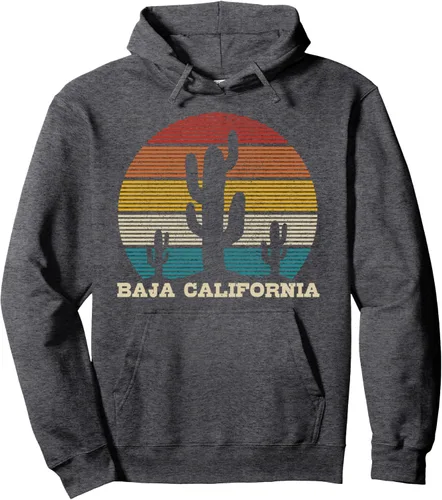 Vista 3 de Baja California Cactus Vintage Retro Desert Souvenir Gift Sudadera con capucha Negro