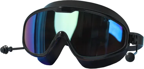 Vista 3 de Gafas de natación con tapones para los oídos, gafas de natación de silicona para adultos, sin fugas, visión amplia, antivaho con protección UV