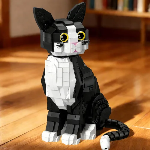 Vista 3 de Esmoquin Cat Animal Mini bloques de construcción no compatibles con gatos