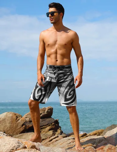 Vista 4 de unitop Bañador para hombre, ropa de playa, secado rápido, estampado hawaiano