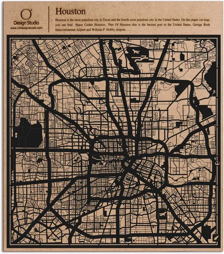 Vista 112 de O3 Design Studio Abu Dhabi - Mapa de corte de papel negro (12 x 12 pulgadas)