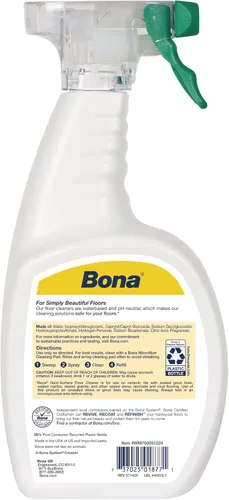 Vista 3 de Bona Spray limpiador de pisos multisuperficie, 32 onzas líquidas, aroma a menta y limón, recargable, solución de limpieza de suelos sin residuos